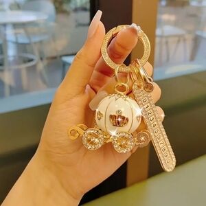Gold and White Carriage Keychain